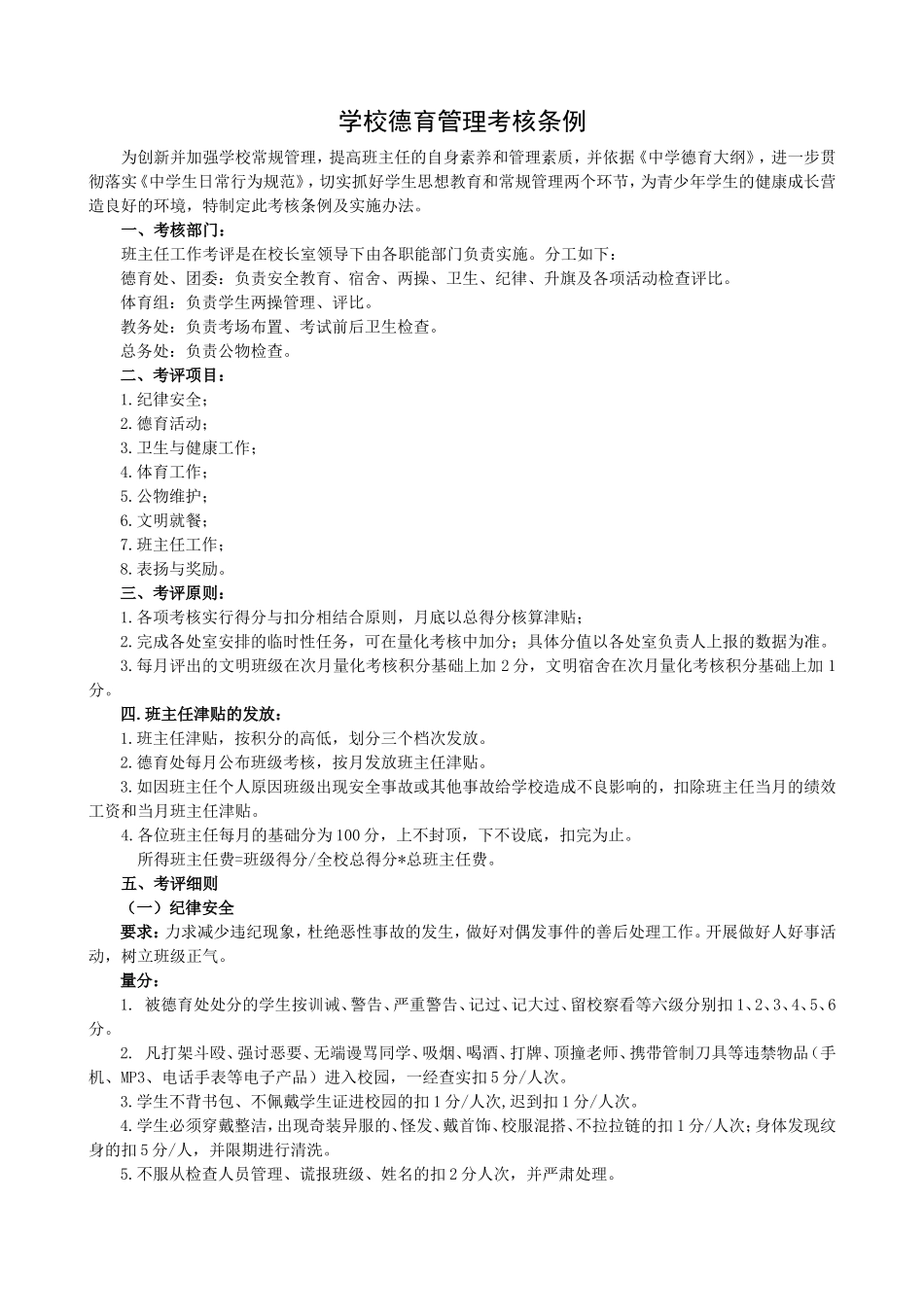 学校德育考核条例.doc_第1页