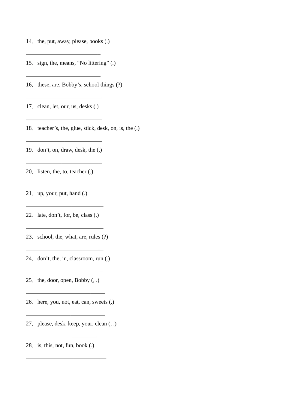 译林版英语三年级下册期中复习专题09 连词成句专项训练（含答案）.docx_第2页