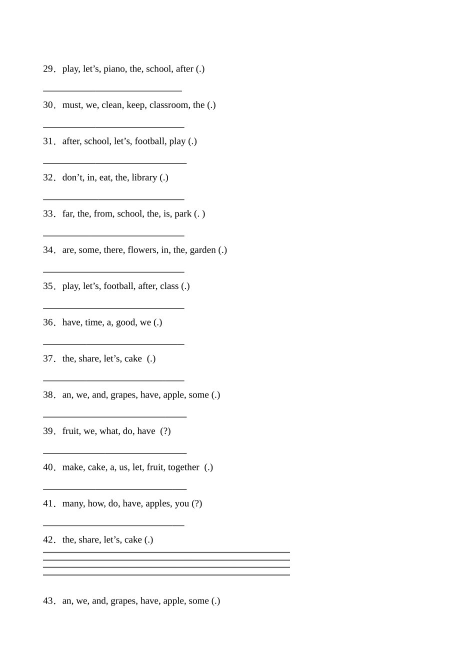 译林版英语三年级下册期中复习专题09 连词成句专项训练（含答案）.docx_第3页