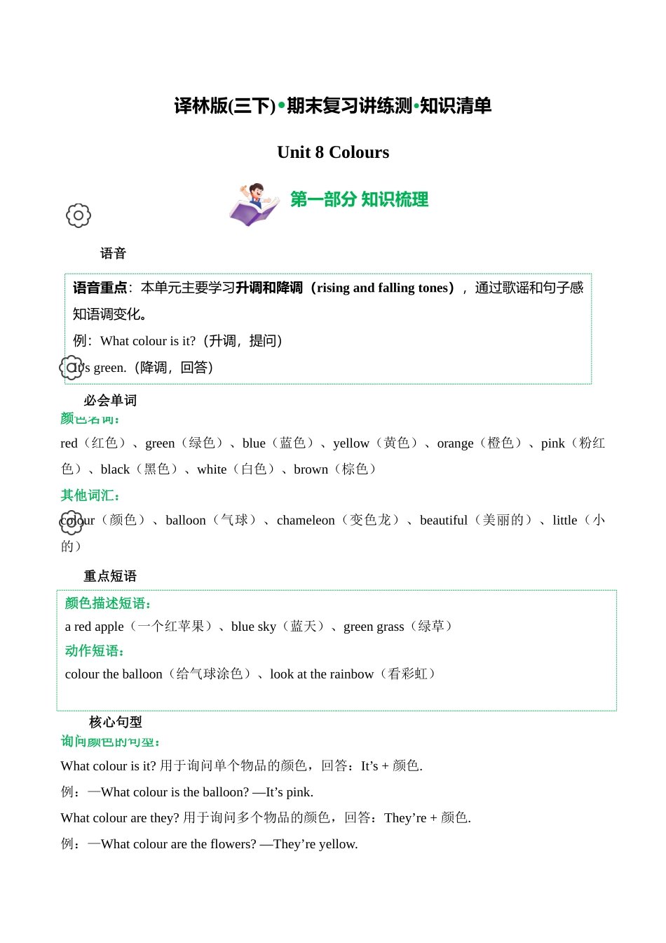 译林版英语三年级下册Unit 8 (知识清单).docx_第1页