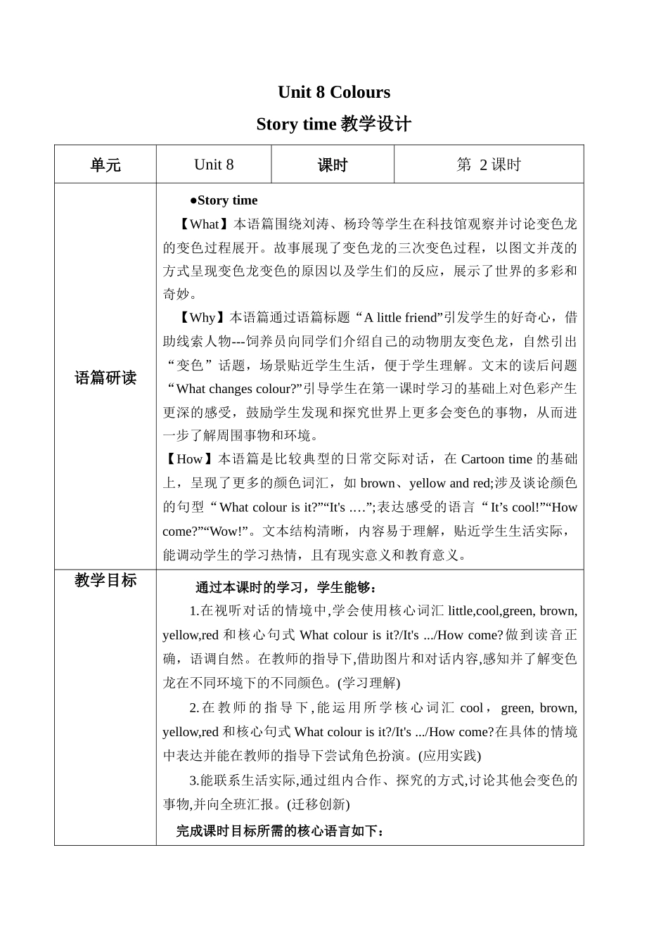 译林版英语三年级下册Unit 8 第2课时 Story time（教学设计）.docx_第1页