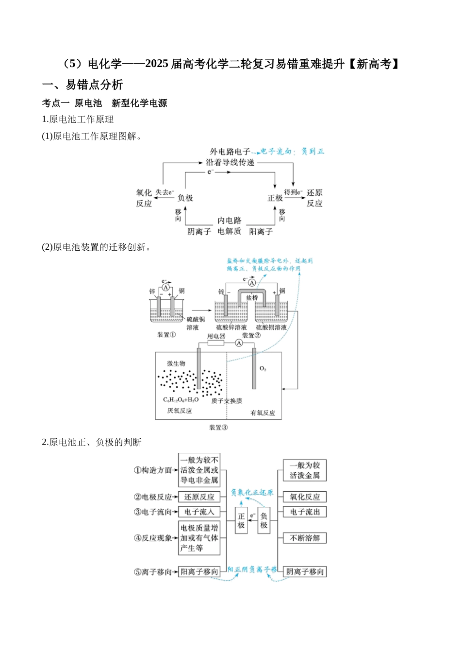 （5）电化学——2025、学高考化学二轮复习易错重难提升（含解析）【新高考】.docx_第1页