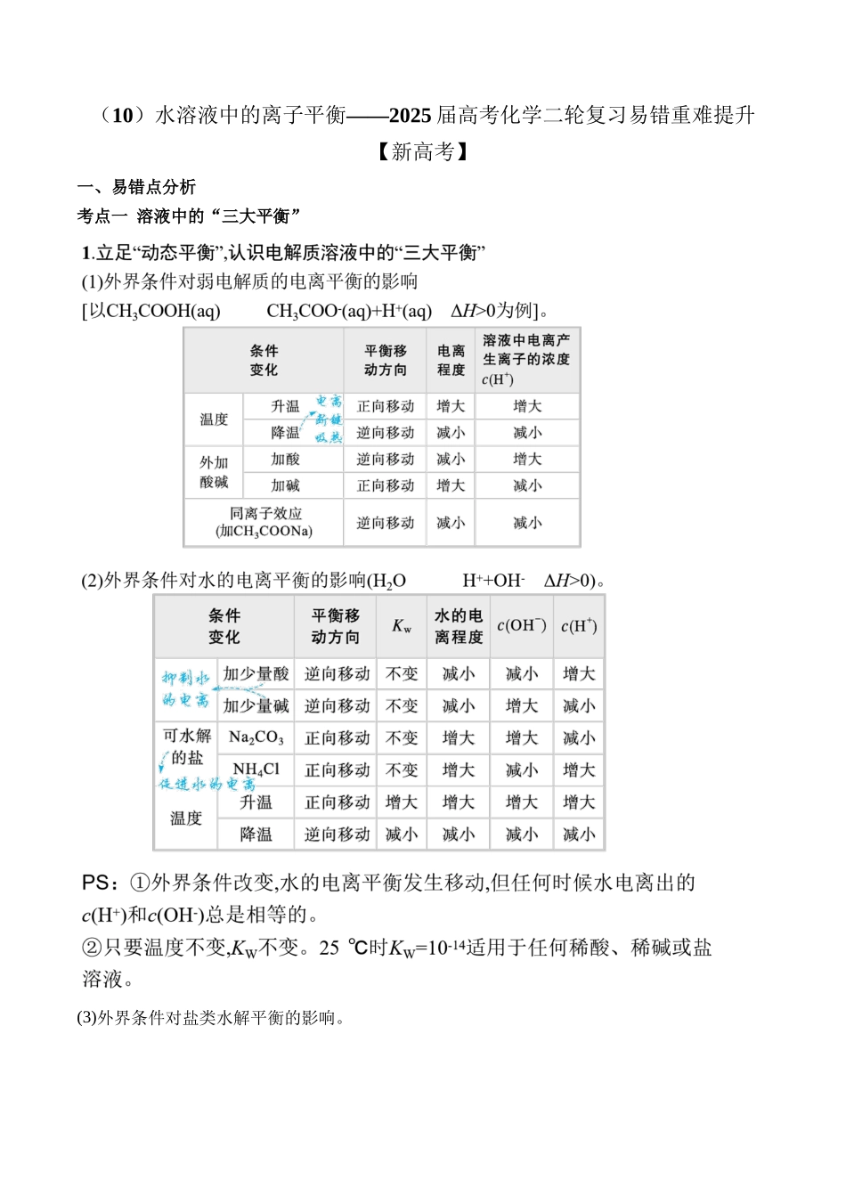 2025学（10）水溶液中的离子平衡——高考化学二轮复习易错重难提升【新高考】（含解析）.docx_第1页