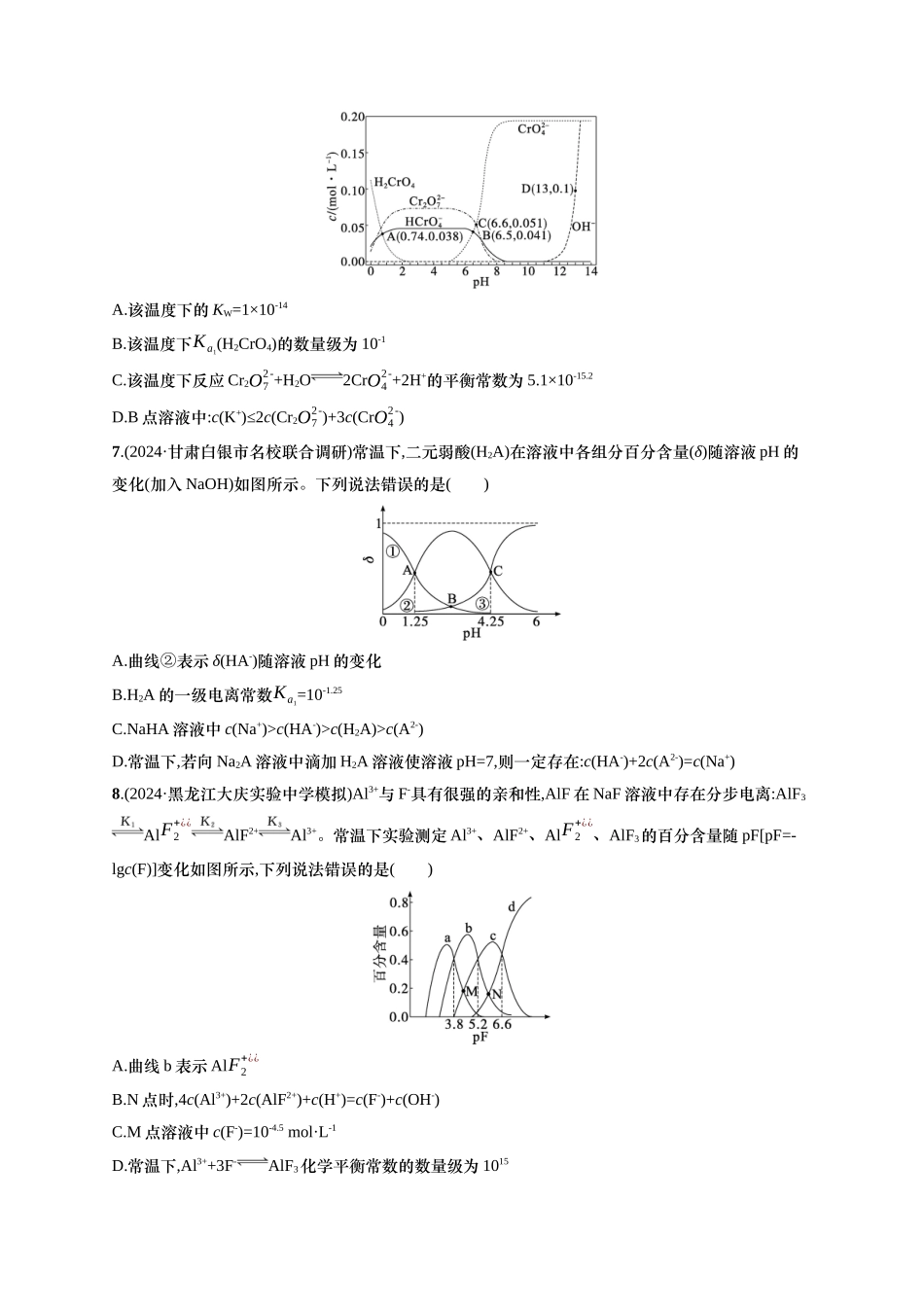备战2025年高考二轮复习 化学（通用版）选择题热点练12.滴定过程图像及分析 Word版含解析.docx_第3页
