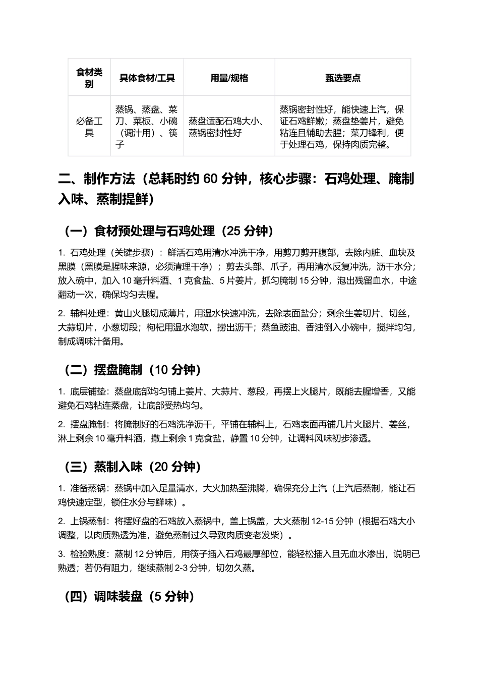 清蒸石鸡:鲜爽细嫩的黄山传统名菜制作指南.docx_第2页