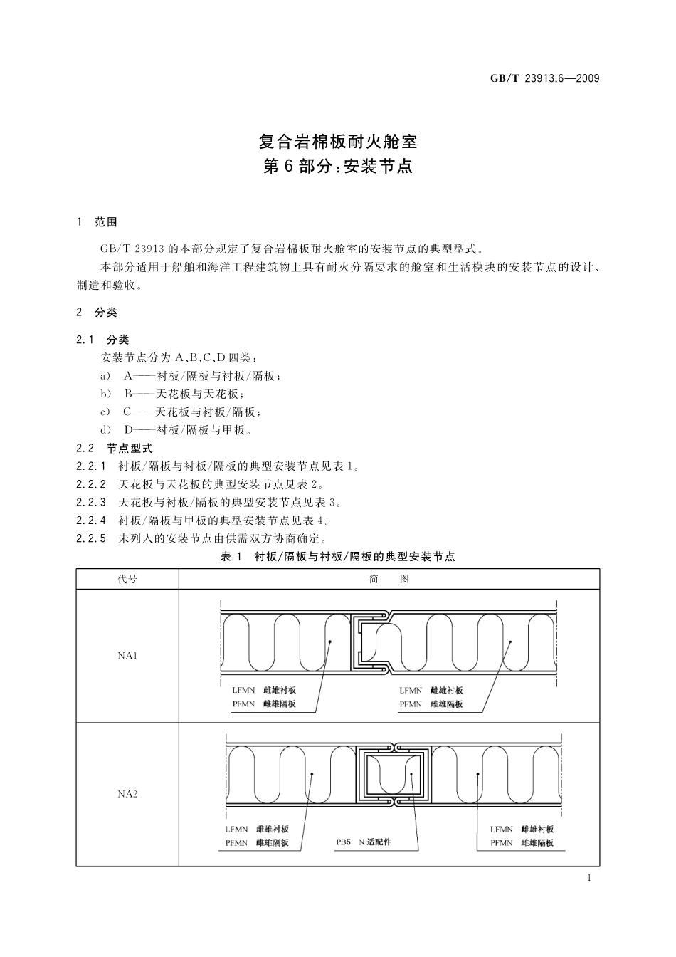 GB／T 23913.6-2009 复合岩棉板耐火舱室 第6部分：安装节点.pdf_第3页