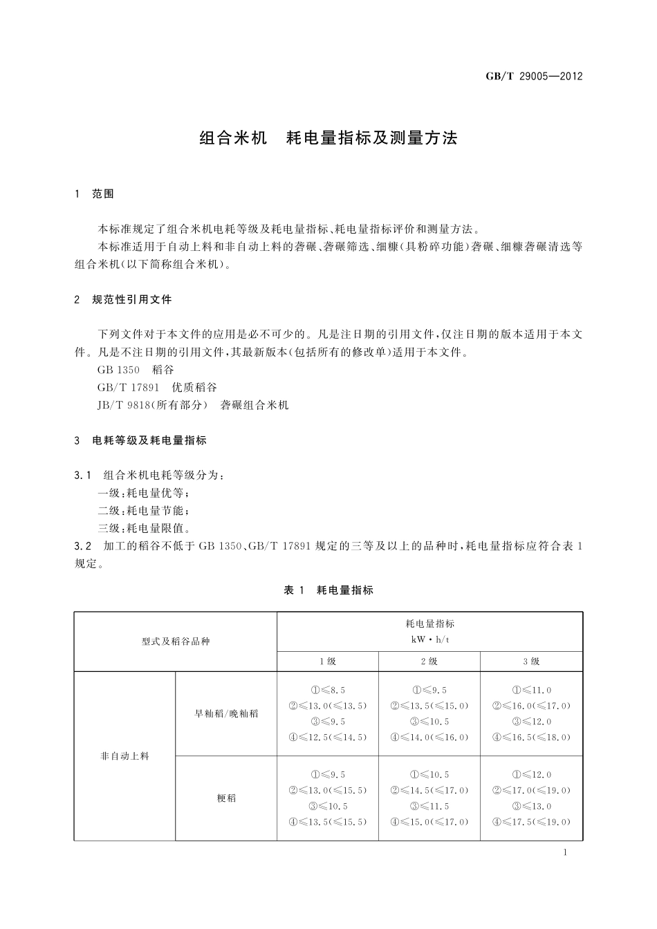 GB／T 29005-2012 组合米机 耗电量指标及测量方法.pdf_第3页