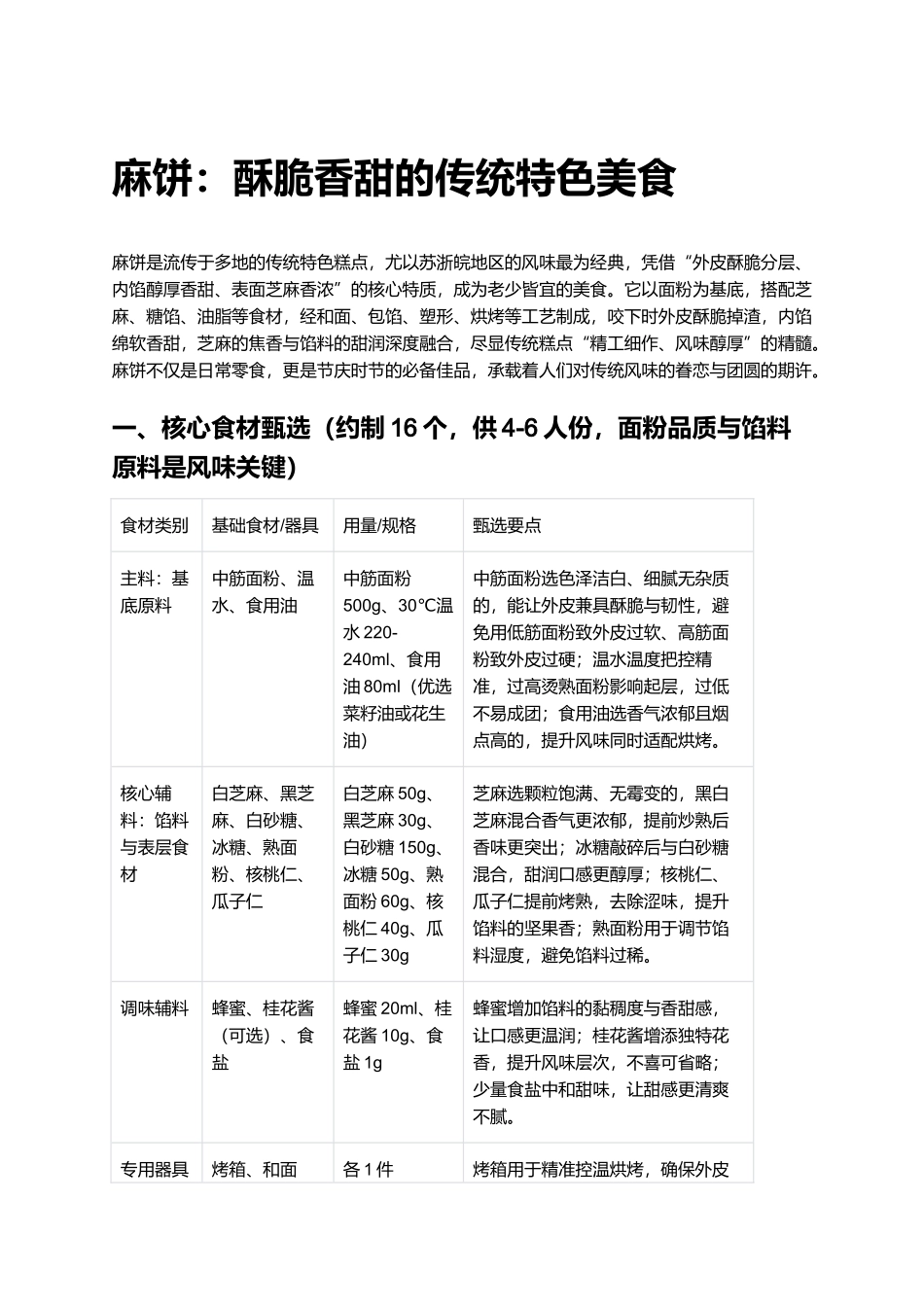 麻饼：酥脆香甜的传统特色美食.docx_第1页