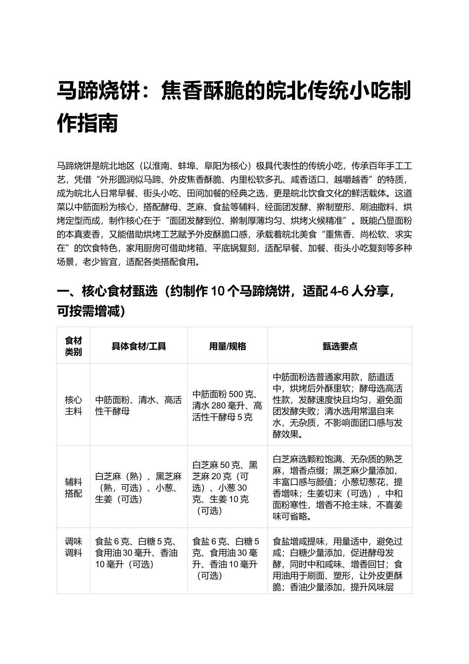 马蹄烧饼：焦香酥脆的皖北传统小吃制作指南.docx_第1页