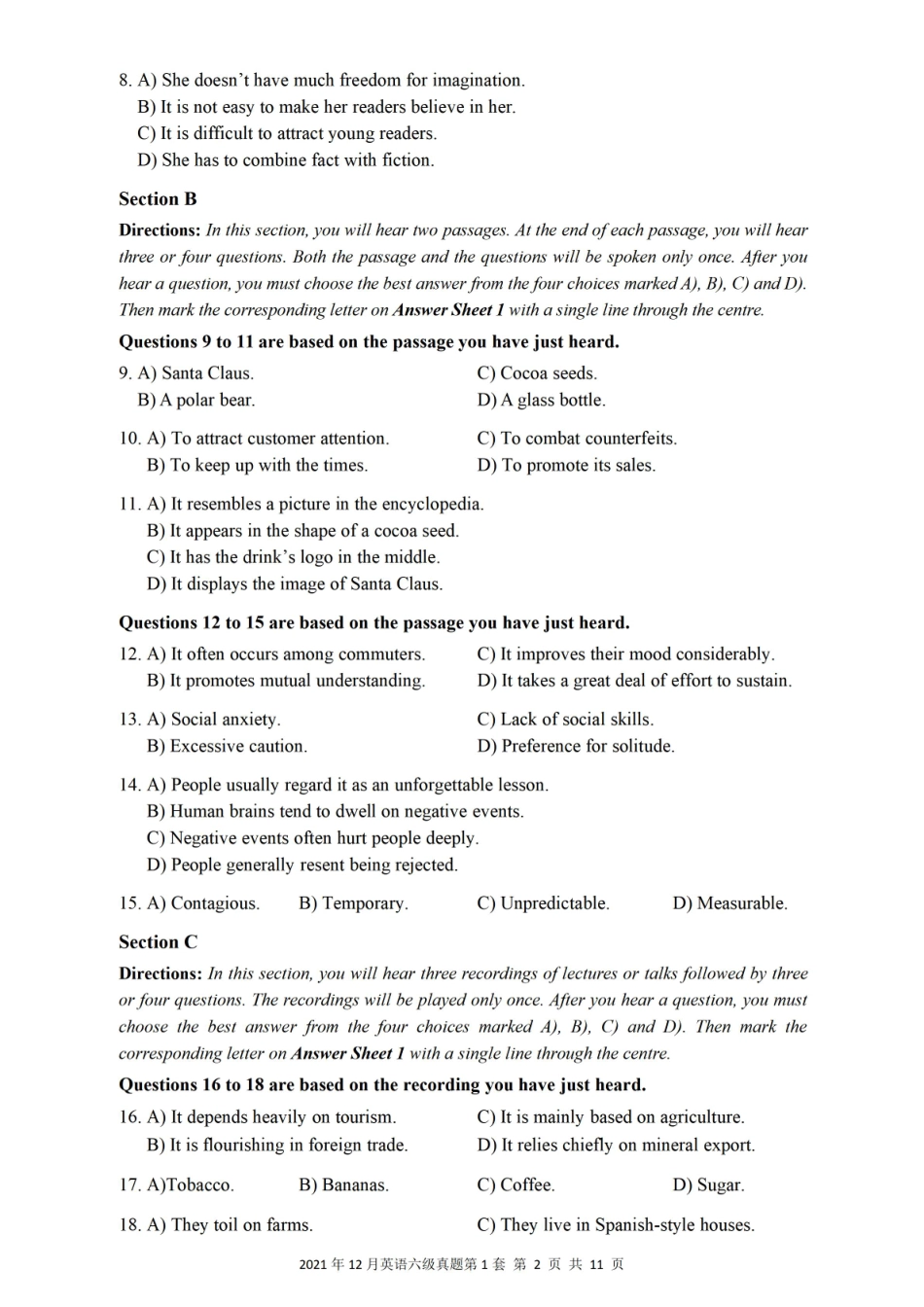 2021年12月大学英语6级真题（卷一）.pdf_第2页