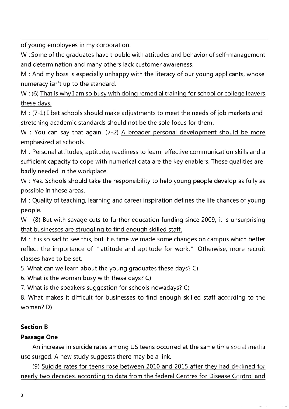 2024年12月英语六级押题密卷（NO.1）解析.pdf_第3页