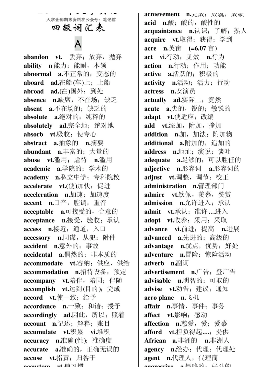 大学英语四级词汇表.pdf_第1页