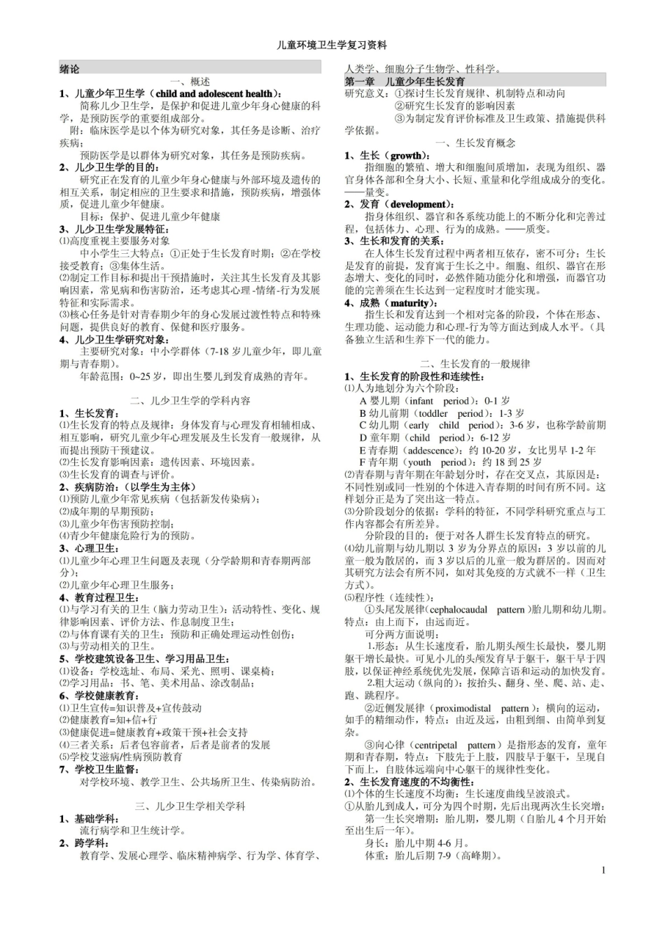 儿童环境卫生学复习资料.pdf_第1页