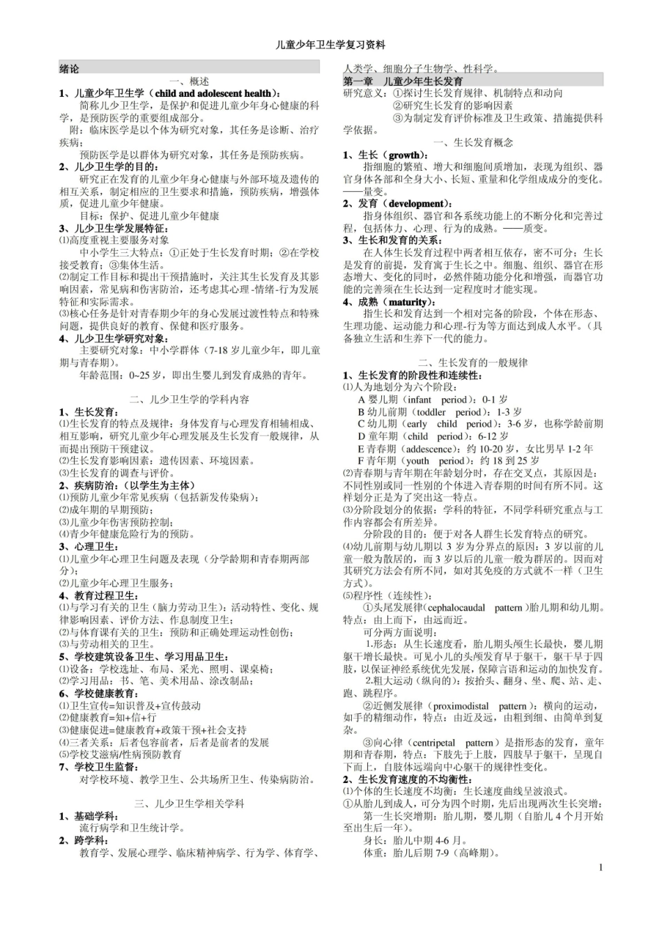 儿童少年卫生学复习资料.pdf_第1页