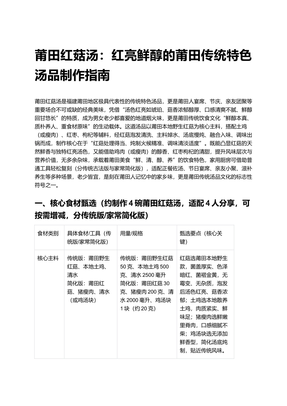 莆田红菇汤:红亮鲜醇的莆田传统特色汤品制作指南.docx_第1页