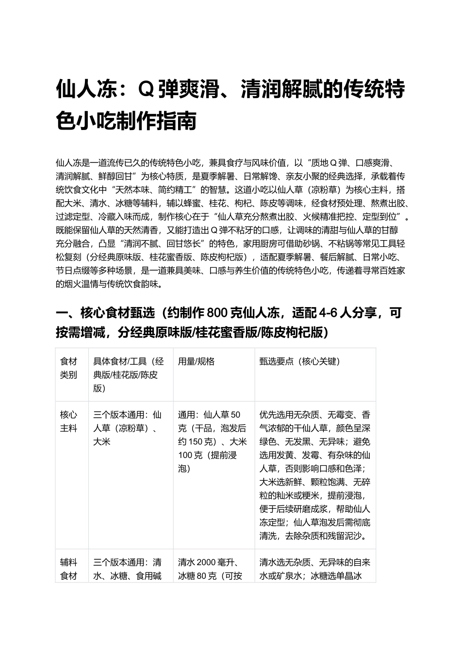 仙人冻:Q弹爽滑、清润解腻的传统特色小吃制作指南.docx_第1页