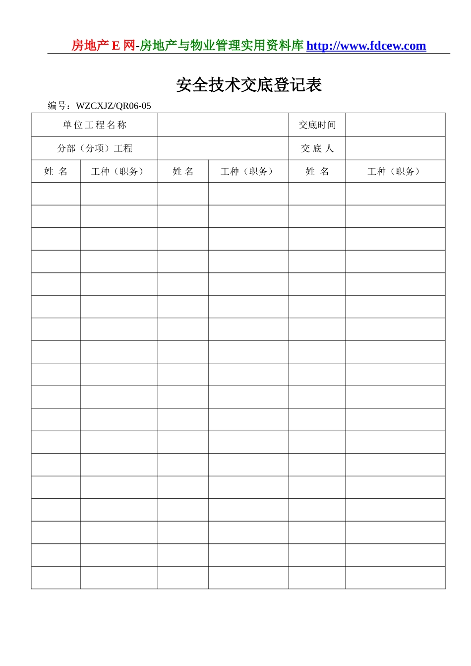 安全技术交底登记表(1).doc_第1页