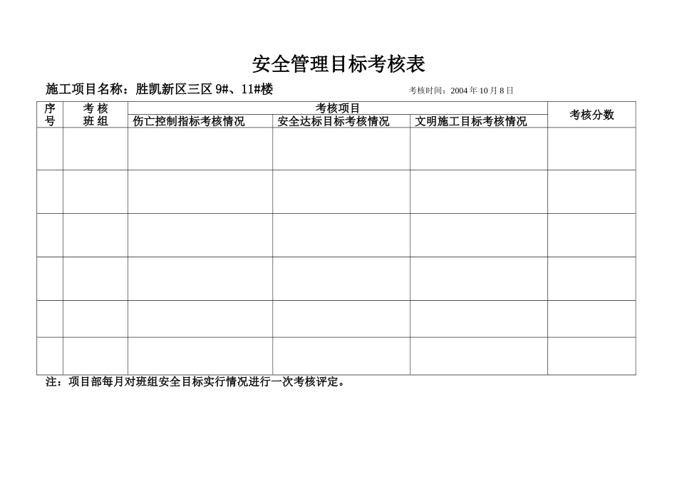 安全管理目标考核表(1).doc_第1页