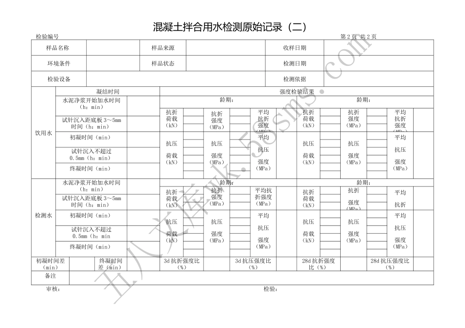 混凝土用水原始记录2.docx_第1页