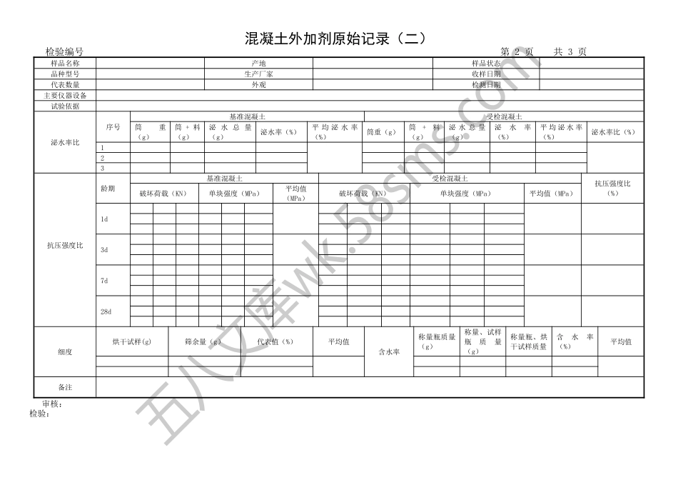 混凝土外加剂原始记录2.docx_第1页
