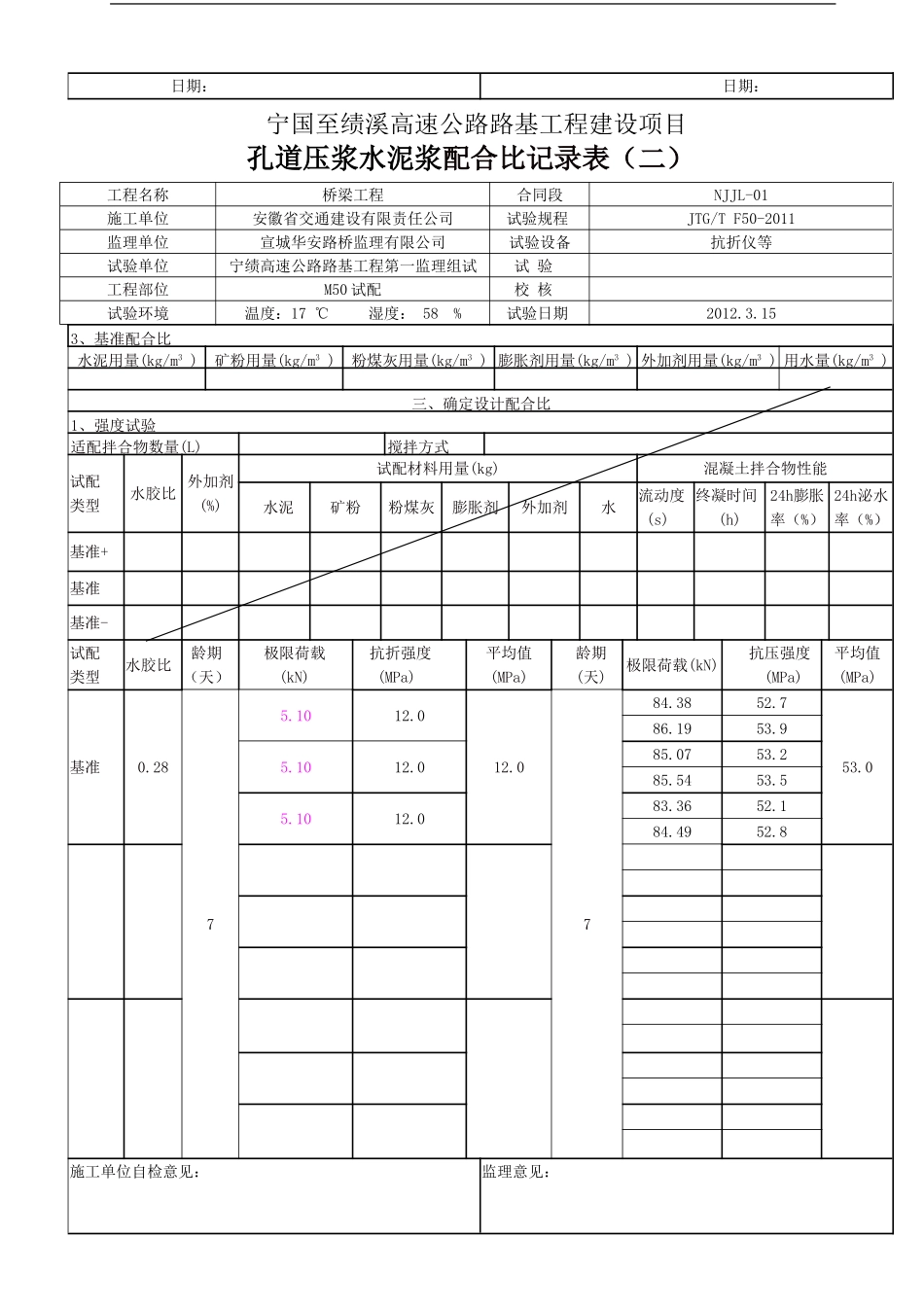 M50孔道压浆水泥浆配合比设计记录表.doc_第3页