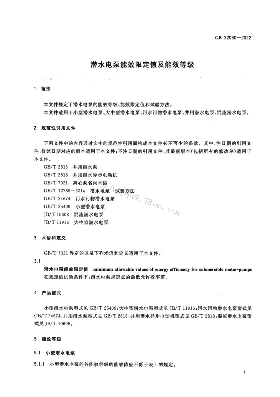 GB 32030-2022 潜水电泵能效限定值及能效等级.pdf_第3页