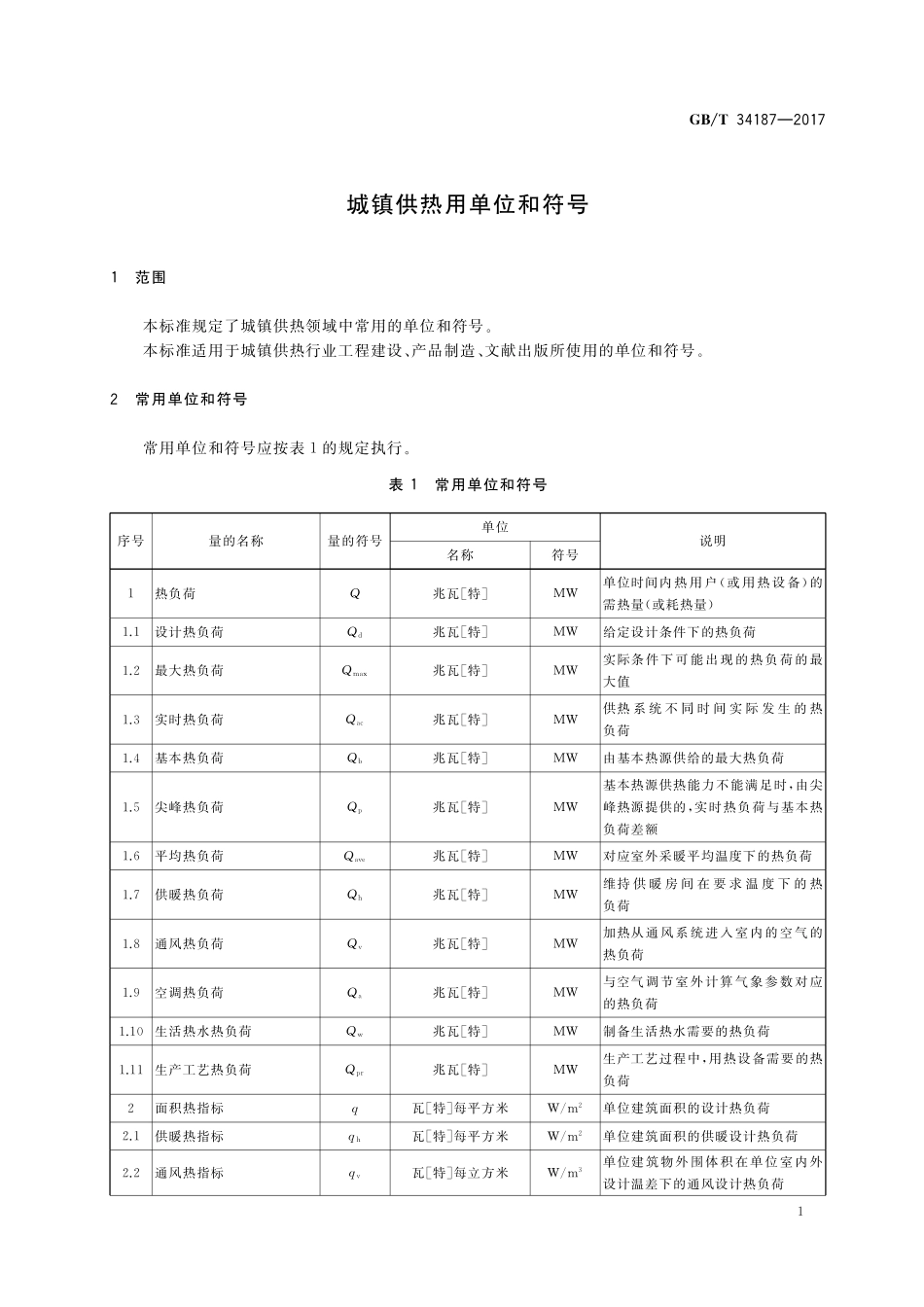 GB／T 34187-2017 城镇供热用单位和符号.pdf_第3页