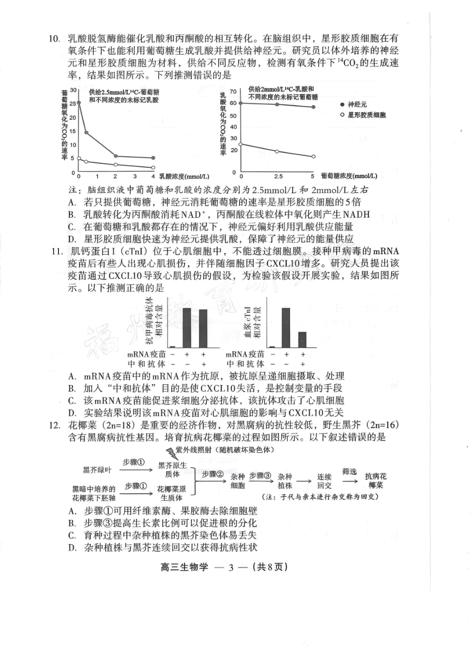 2025-2026学年福州市高三年级三月质量检测生物.pdf_第3页