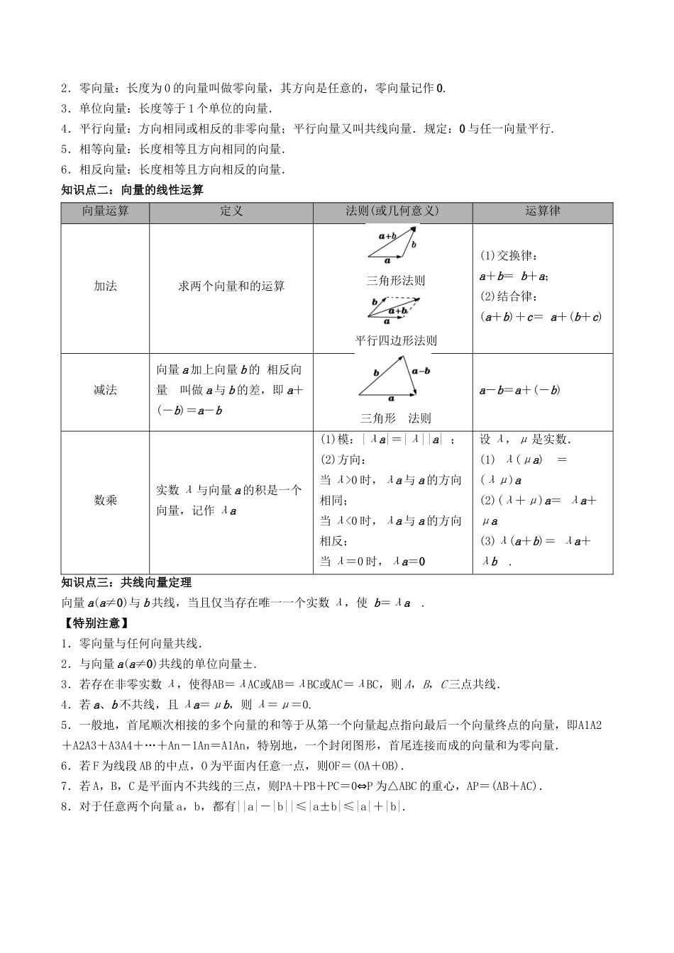 查漏补缺04平面向量（4大考点+查补知识点+17种题型突破专项训练）（原卷版）.docx_第2页