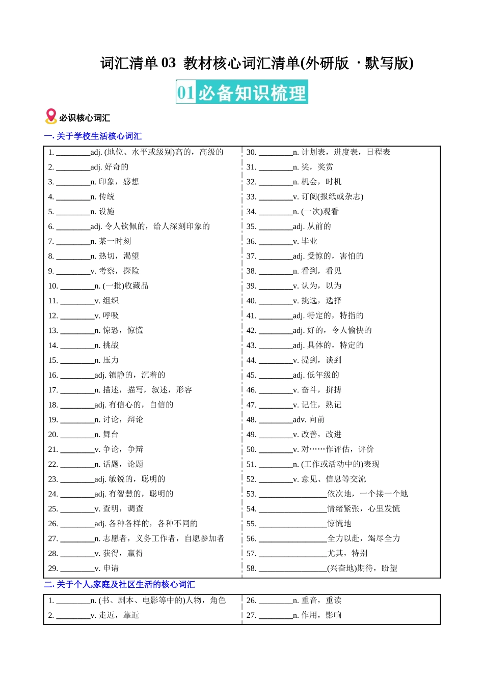 词汇清单03教材核心词汇清单（外研版默写版）（全国通用）.docx_第1页