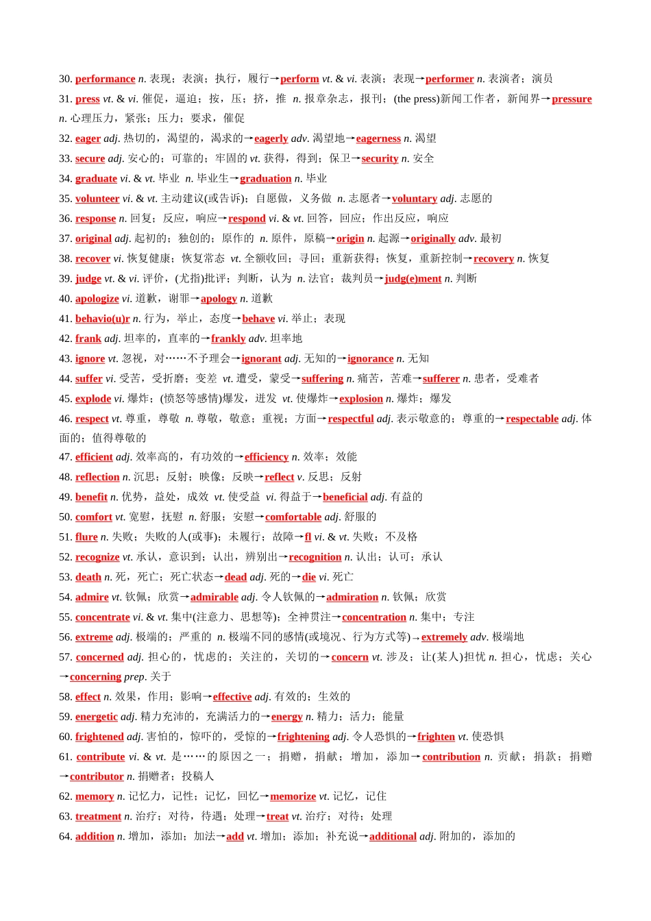词汇清单10教材核心词汇派生词清单（背诵版）（全国通用）.docx_第2页