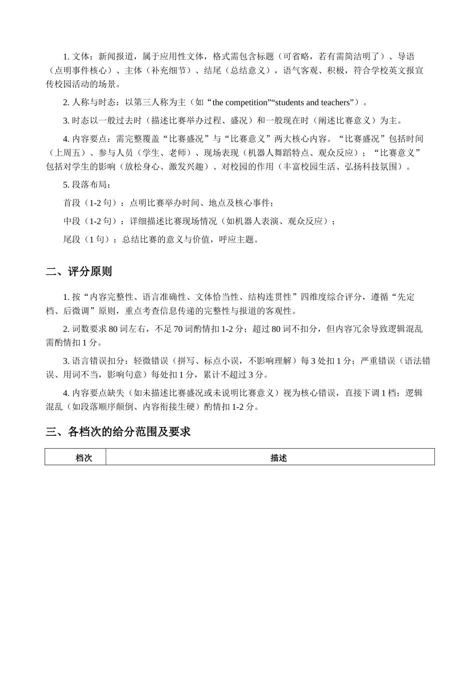 高三3月份英语评分细则(2026届高三3月份学情诊断).docx_第2页