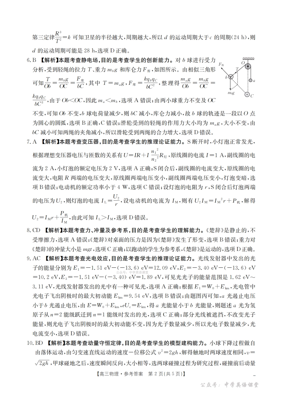湖南2026届高三上学期1月联考（26-212C）物理答案.pdf_第2页