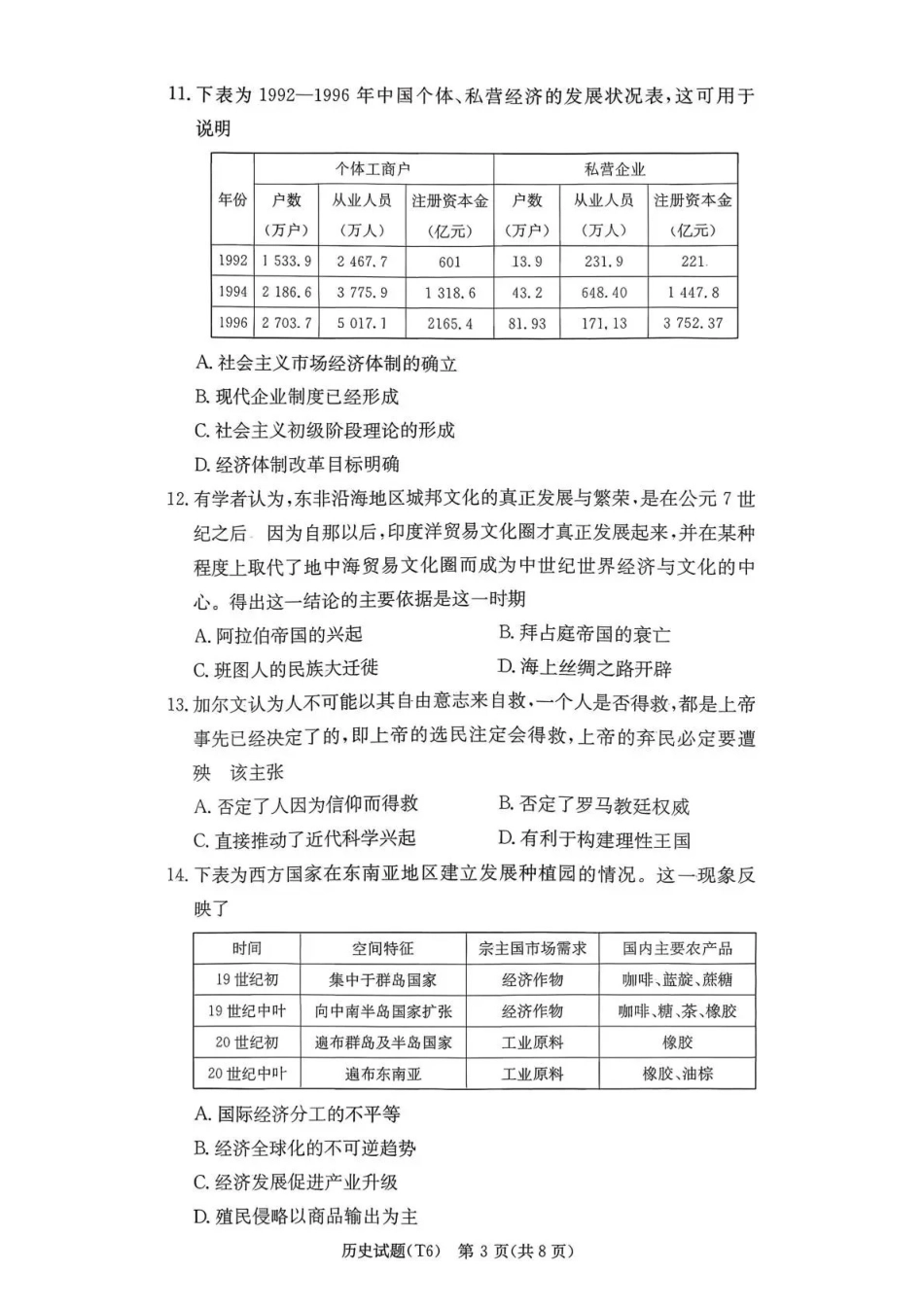历史湖南长沙市湖南师范大学附属中学2026届高三月考（六）(2.6-2.7)(1).pdf_第3页