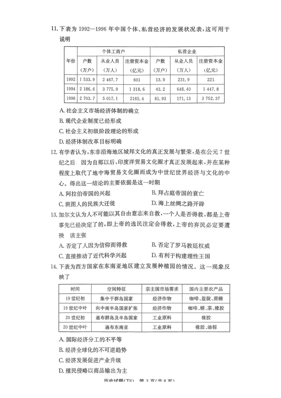 历史湖南长沙市湖南师范大学附属中学2026届高三月考（六）(2.6-2.7).pdf_第3页