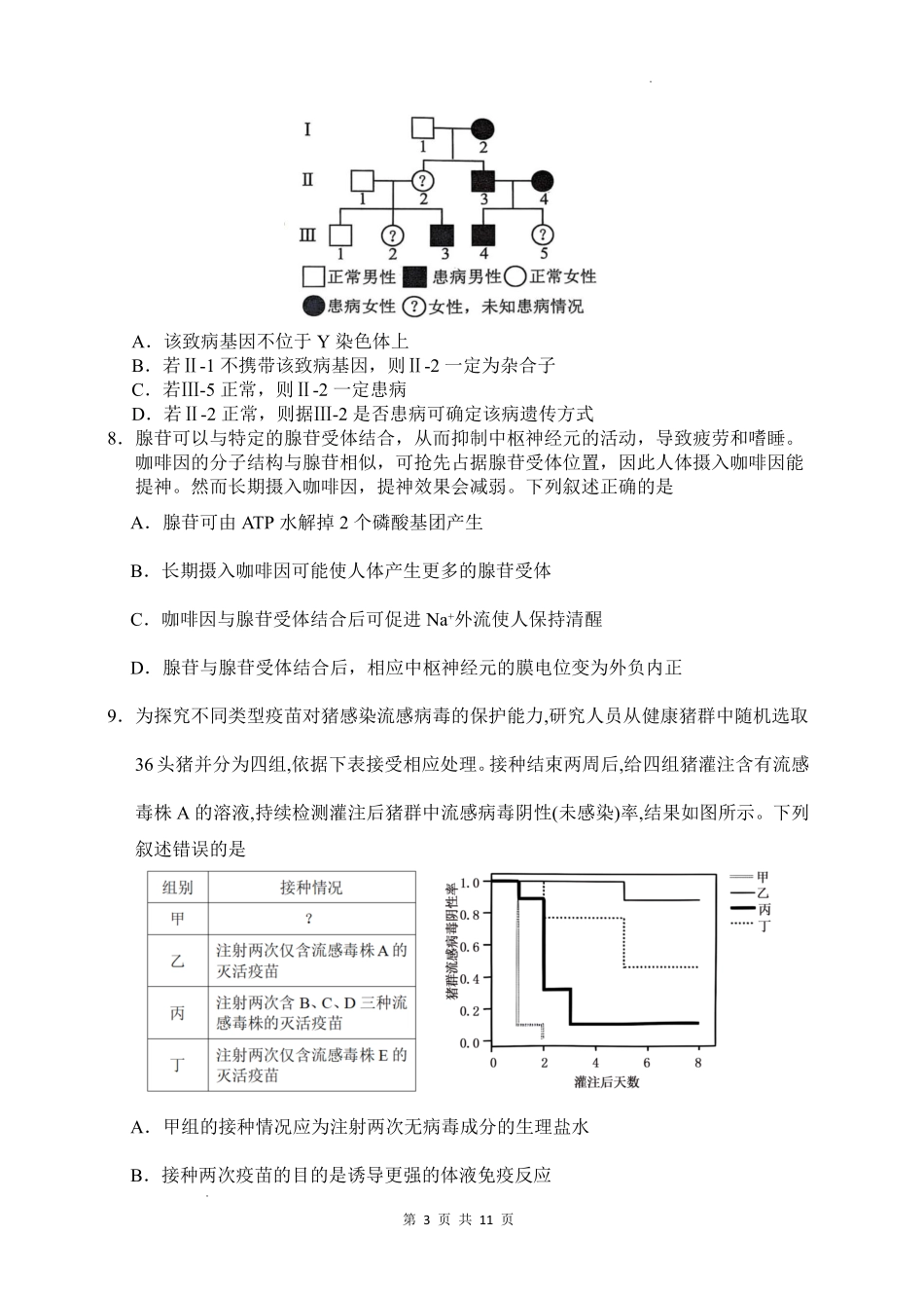 绵阳南山中学高2023级高三第六次教学质量检测生物.pdf_第3页