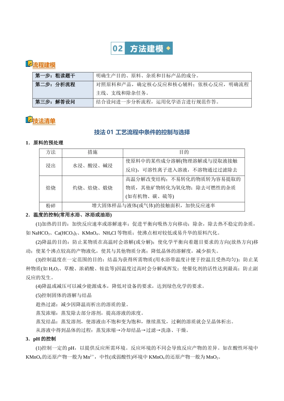 清单03工艺流程中物质转化的条件、分离和提纯（知识方法能力清单）（原卷版）.docx_第2页