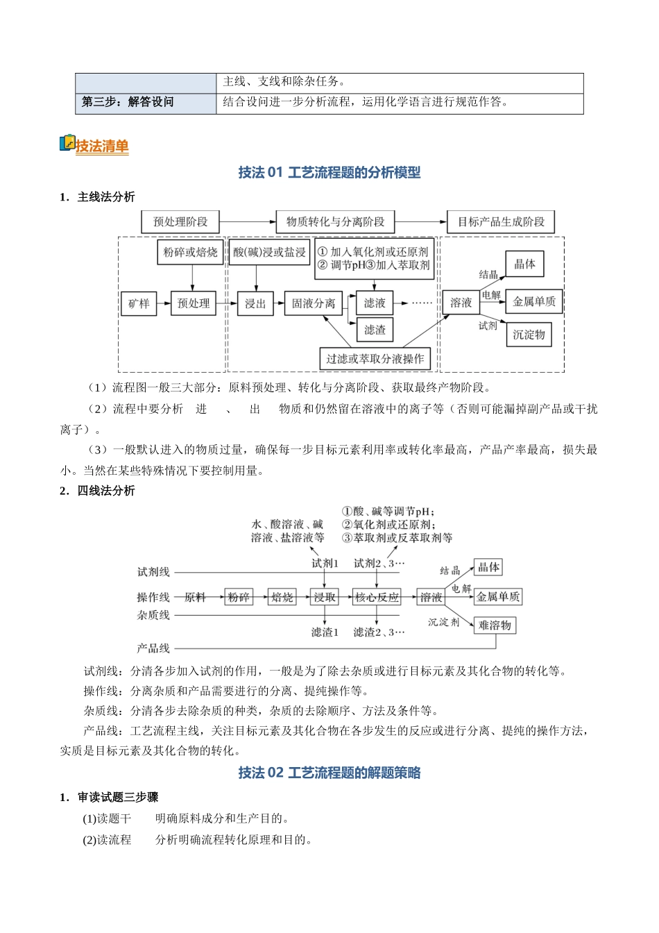 清单04工艺流程题解题策略及答题规范(知识方法能力清单)(原卷版).docx_第2页