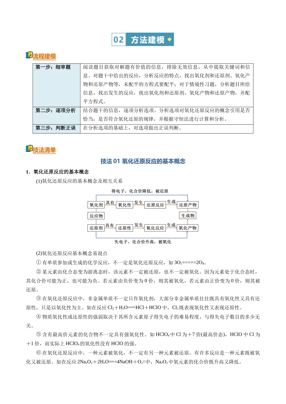 清单04氧化还原反应的分析和判断(知识方法能力清单)(原卷版).docx_第2页