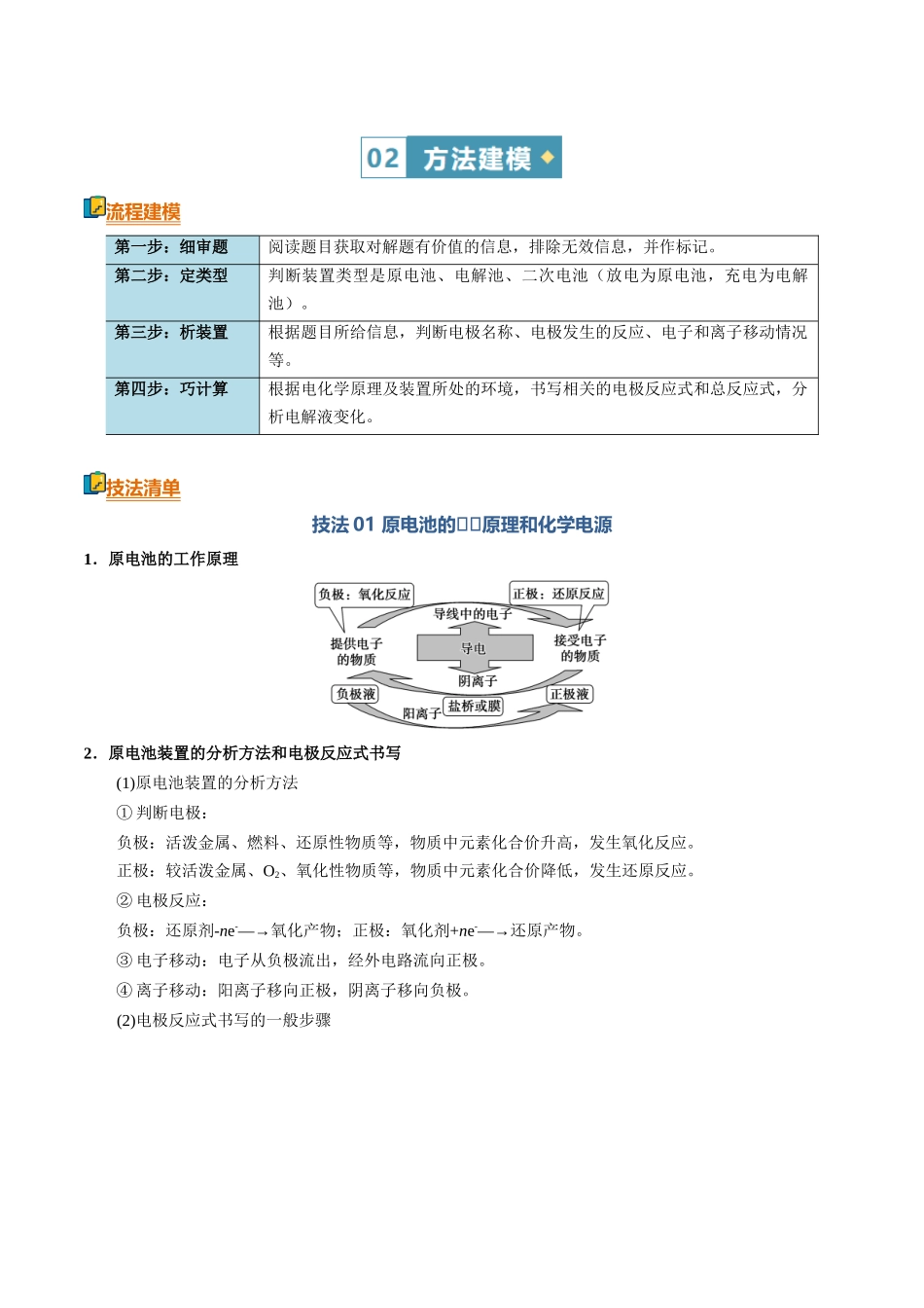 清单12电化学原理及应用(知识方法能力清单)(原卷版).docx_第2页