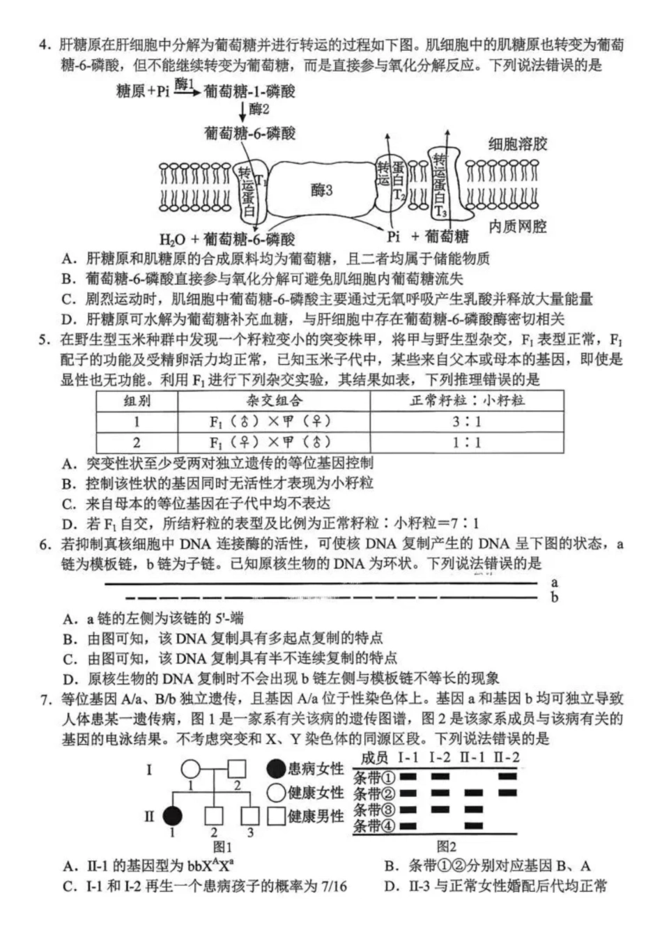 生物(版)(B版卷)山东菏泽市2025-2026学年高三年级上学期期末教学质量检测考试（2.11-2.13）.pdf_第2页