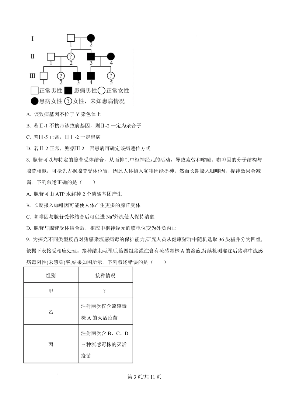 生物(原卷版)四川绵阳南山中学2026届高三第六次(3月)教学质量检测(3.1-3.2）.pdf_第3页