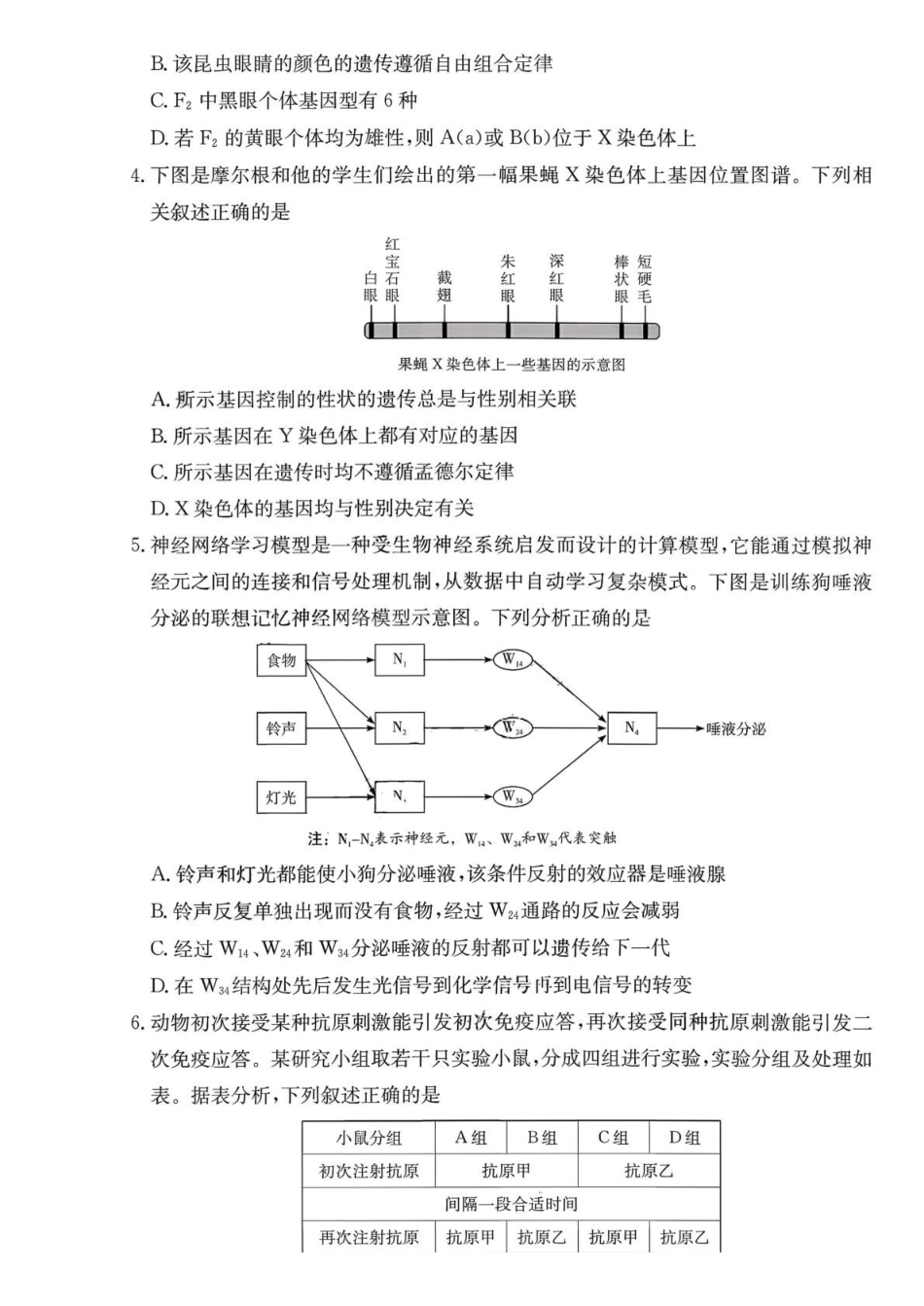 生物+答案【全国前五高中】湖南长沙市雅礼中学2026届高三年级月考试卷（六）暨期末考试（2.6-2.7）.pdf_第2页