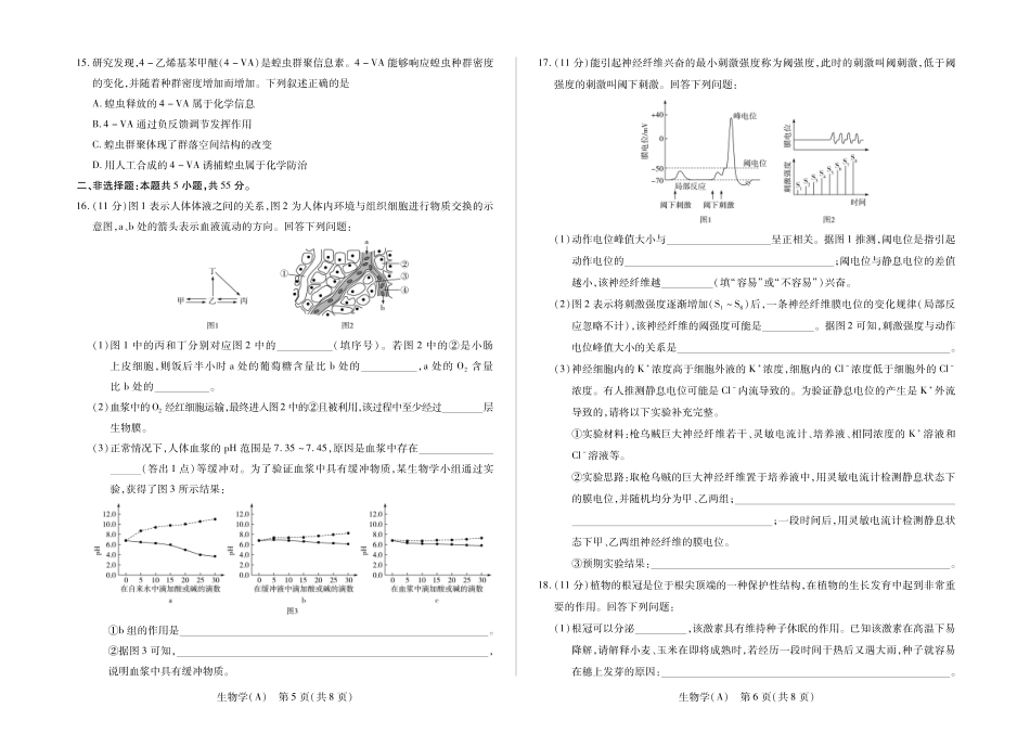生物安徽合肥六中等学校2024级(2027届)高二年级上学期2月期末考试（2.5左右）.pdf_第3页