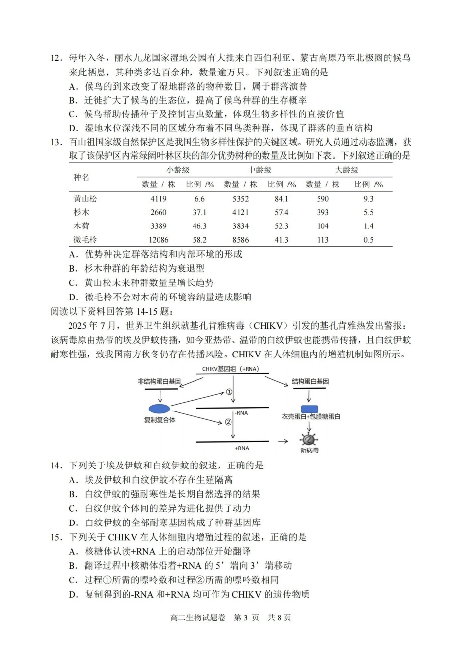 生物卷-2602丽水高二期末.pdf_第3页