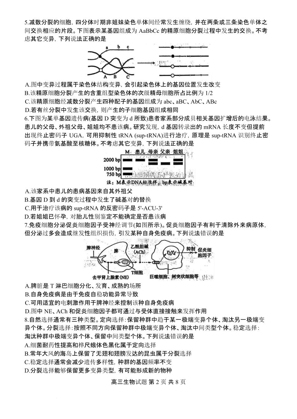 生物山东东营市2026届高三年级第一次诊断性测试（东营一模(3.4-3.6)(1).pdf_第2页