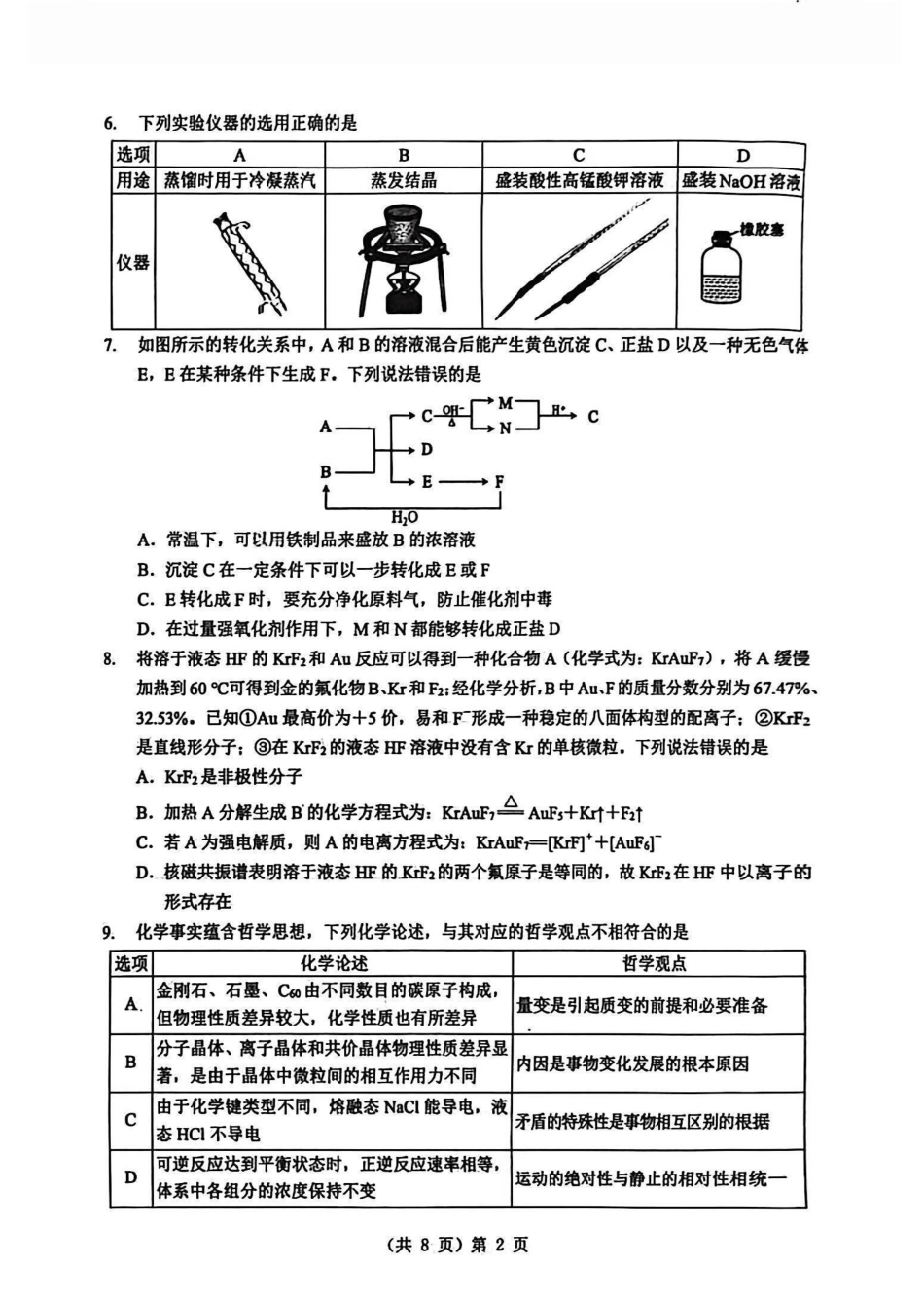 新八校2025-2026学年高三下学期开学考试化学.pdf_第2页
