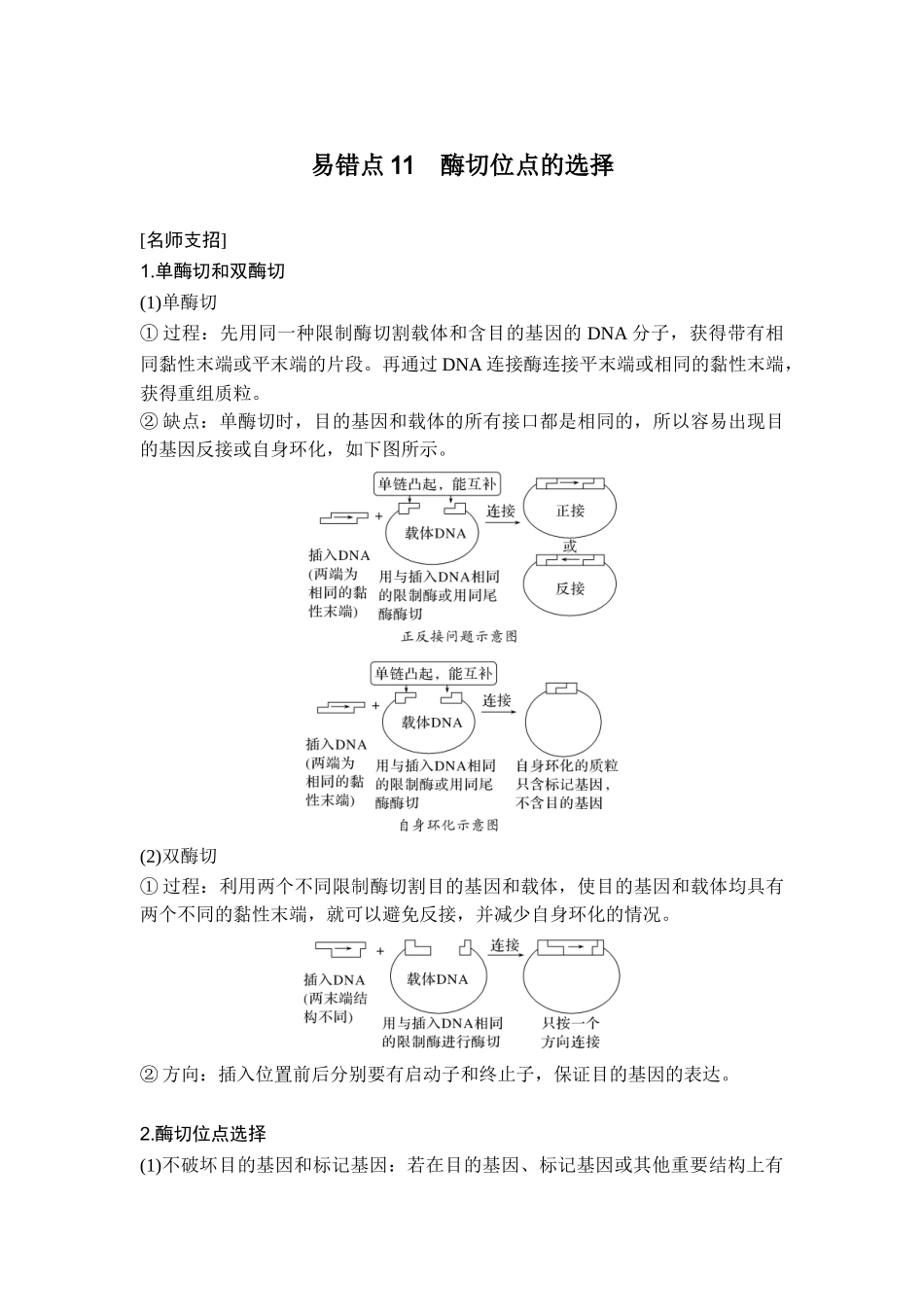 易错点11酶切位点的选择.doc_第1页