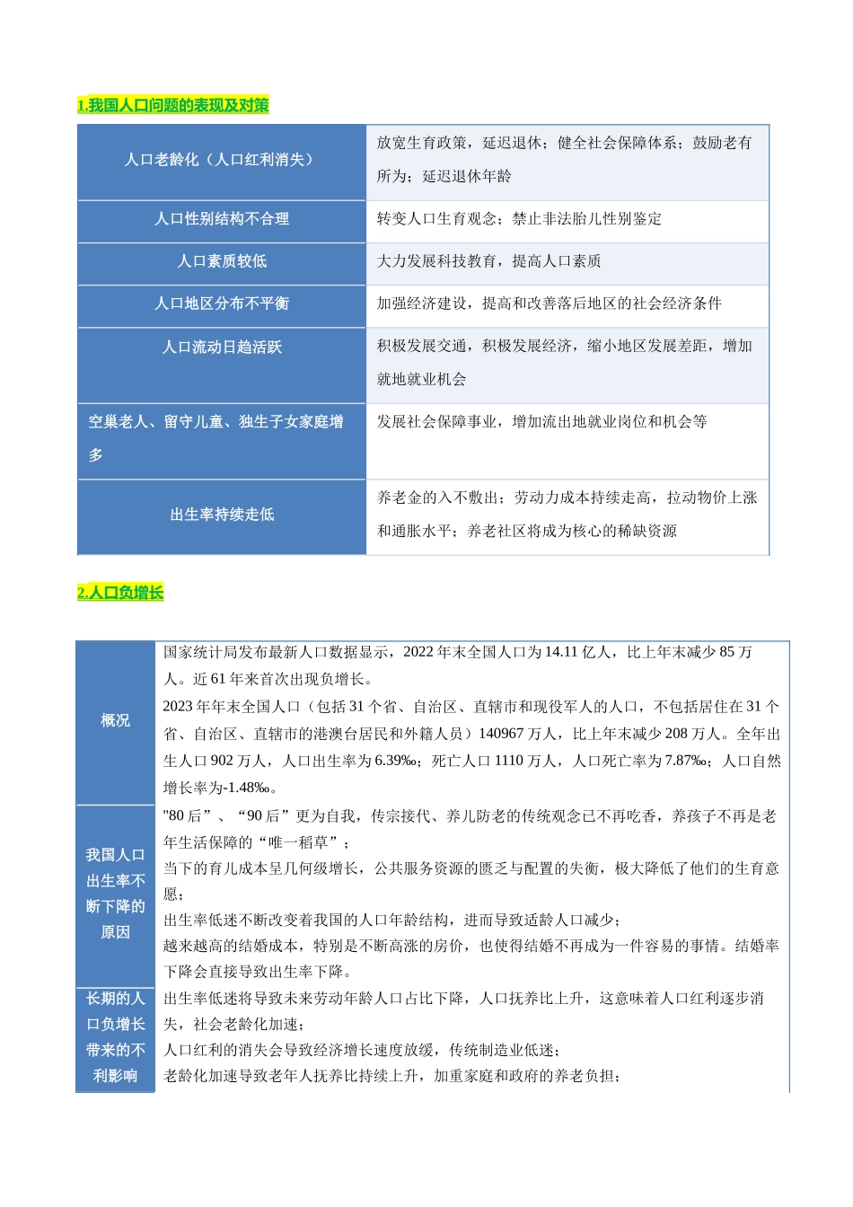 专题06人口和城市(知识方法能力清单)(全国通用)(原卷版).docx_第3页
