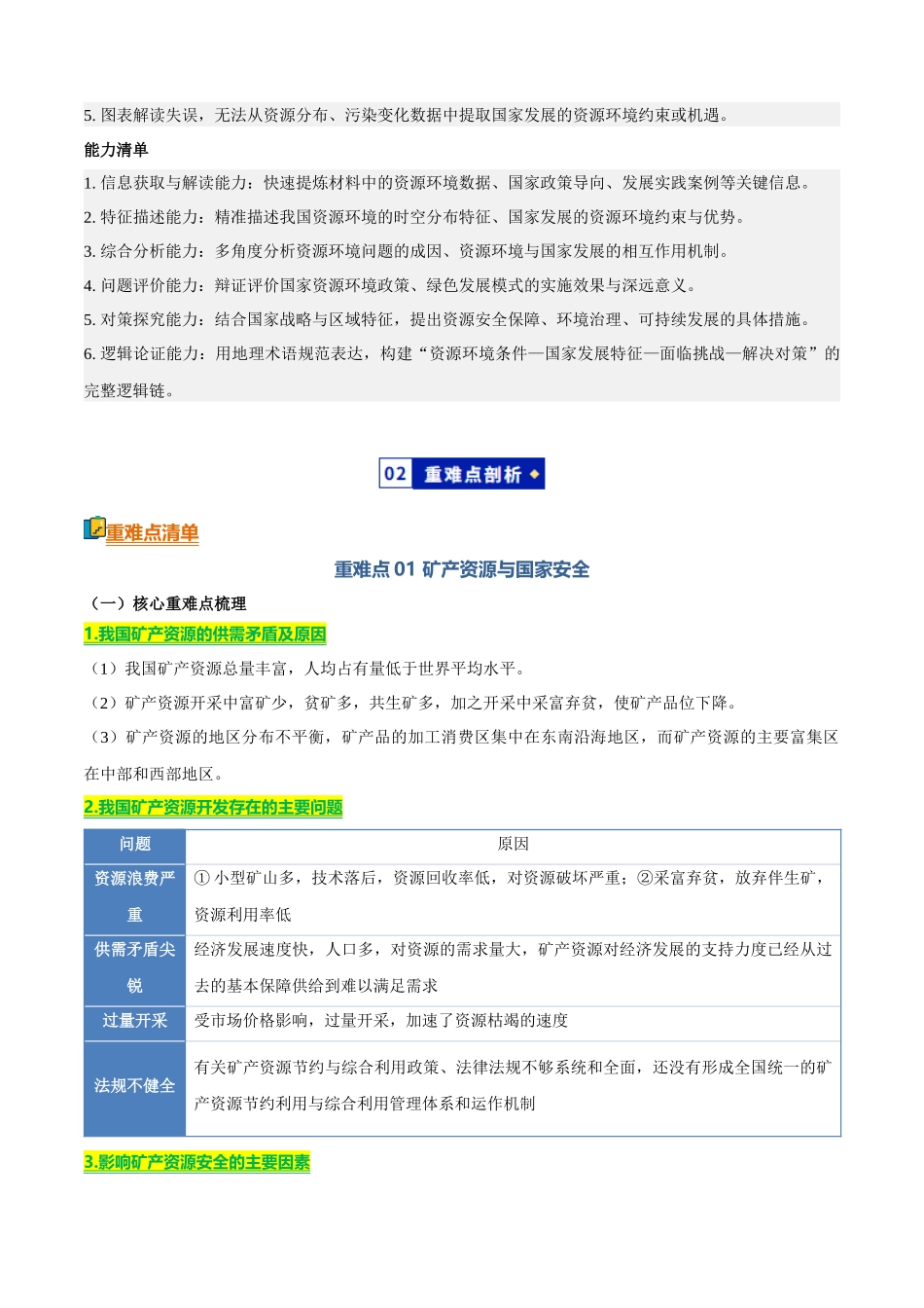 专题12资源、环境与国家发展(知识方法能力清单)(全国通用)(原卷版).docx_第3页